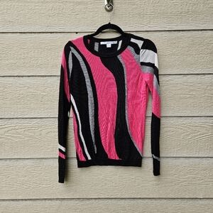 DVF Brenna sweater pink black white gray with small hole size small